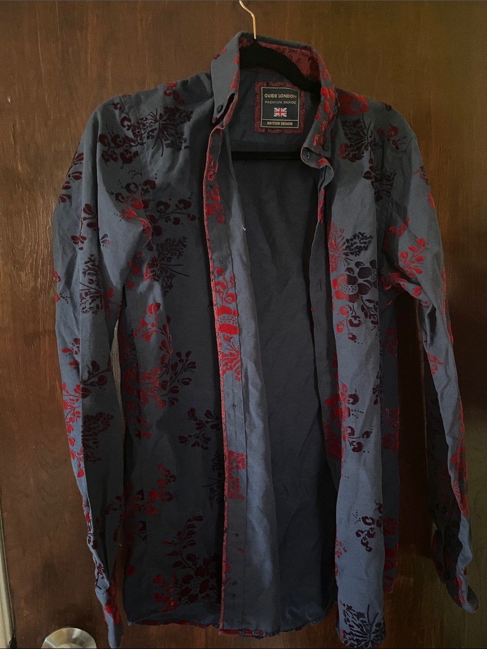 Men’s Blue Floral-Print Button Shirt Jacket